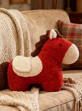 新年创意马年异形毛绒玩偶沙发客厅春节装饰摆件车载靠枕家居抱枕
