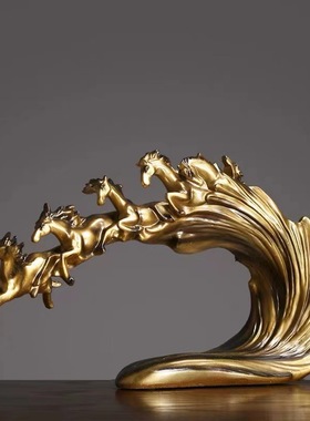 骏马摆件欧式骏马奔腾家居客厅玄关装饰品马到成功样板房摆设大气