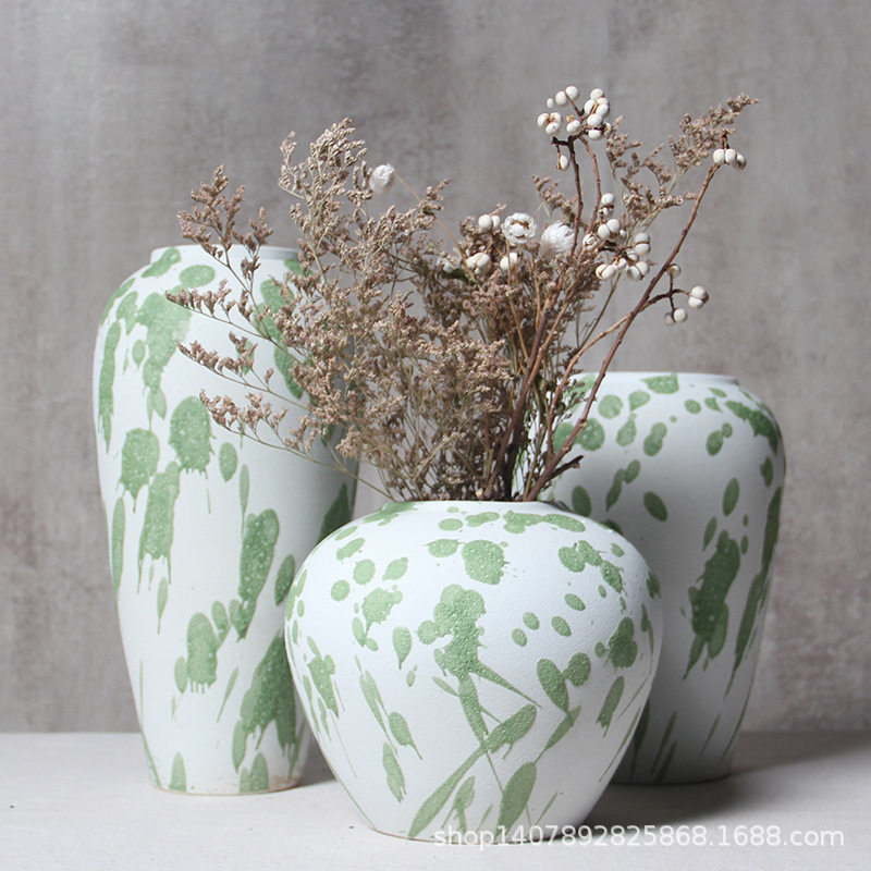 景德镇陶瓷花瓶土陶罐摆件客厅插花欧式复古花瓶水培桌面多肉花盆
