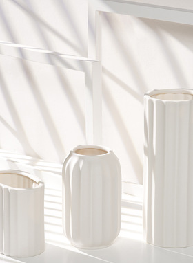 简约创意北欧白色陶瓷水养干花花瓶家居装饰客厅餐桌书房插花摆件