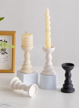 ins北欧黑色创意简约陶瓷烛台桌面装饰婚庆摆设道具家用摆件