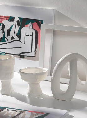 ins北欧白色陶瓷创意简约干花花瓶家居装饰客厅插花摆件拍摄摆设