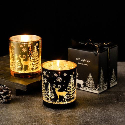 圣诞节礼品氛围香薰蜡烛灯光感LED灯生日礼物大豆腊浪漫香氛留香