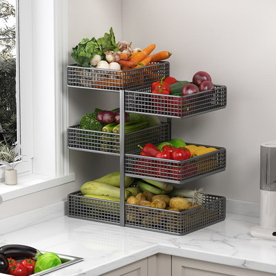 厨房放蔬菜收纳架菜篮子置物架食材收纳筐家用果蔬水果台面置物筐