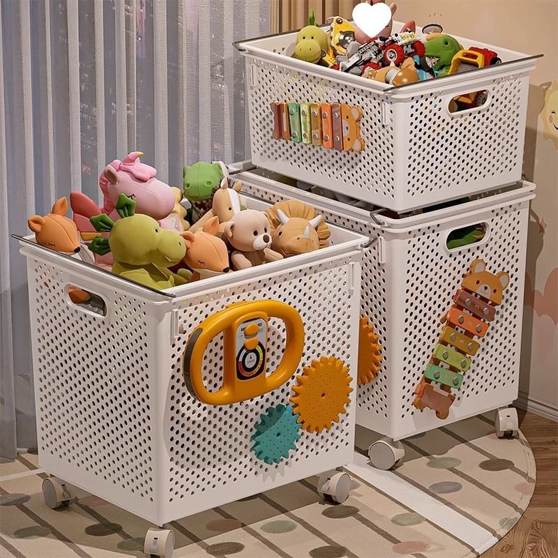G5U儿童玩具收纳箱家用宝宝推车积木毛绒玩具零食收纳筐可移动储