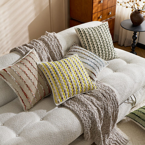 雪尼尔条纹抱枕套北欧抱枕客厅沙发靠垫装饰靠枕榻榻米样板间靠枕