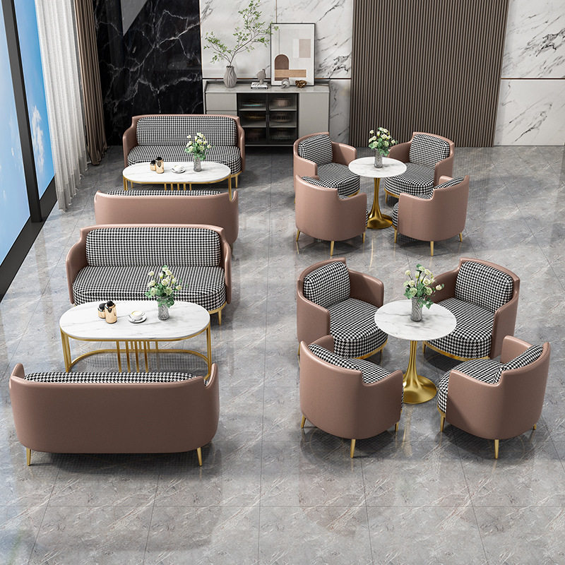 欧式售楼处洽谈桌椅组合商务酒店会客接待培训休息台球室卡座沙发