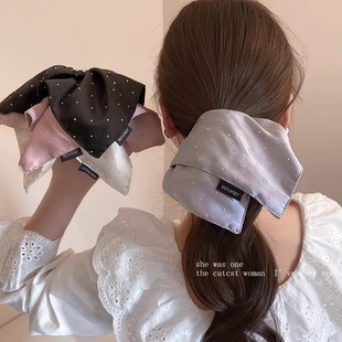 韩系满天星缎面方巾大肠发圈纯色气质高级感发饰头绳发绳新款 头饰