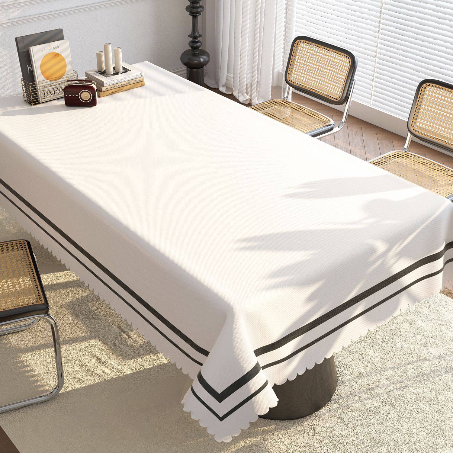 美式长方形桌布防水防油防烫免洗餐桌台布家用轻奢高级感茶几盖布