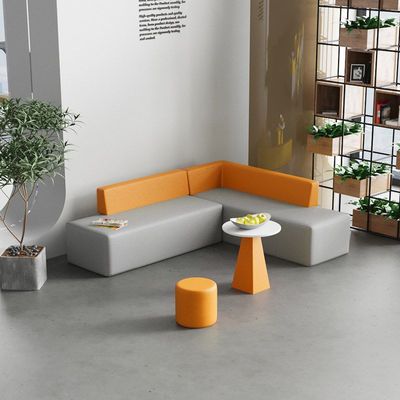 办公室前台接待培训商务休息区会客大厅商场转角长条沙发组合代发
