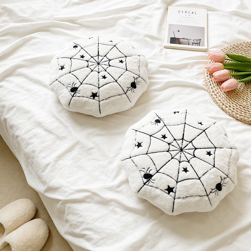 蜘蛛网抱枕万圣节酒吧主题场景布置装饰毛绒玩具创意家居节日