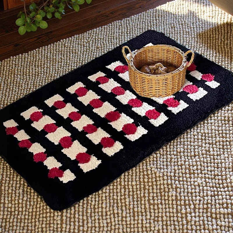 可爱糖豆波点浴室门口吸水防滑地垫卫生间脚垫玄关镜前耐脏地毯