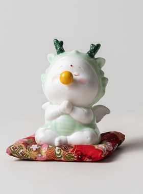 羊脂玉白瓷茶宠功夫茶具陶瓷摆件禅意家居桌面打坐小龙仔萌趣礼品