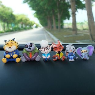 车载摆件肩靠肩疯狂动物城朱迪尼克汽车内中控台屏幕摆件装 饰公仔