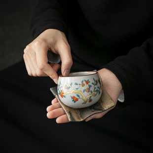 天青汝窑茶具陶瓷功夫茶具功夫茶杯主人杯个人用茶杯茶盏家用开片