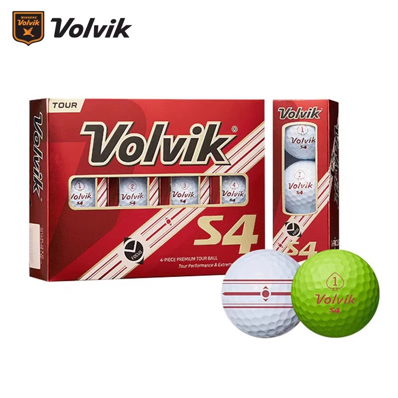 正品Volvik S4高尔夫四层球彩球光面12粒LPGA职业比赛用球下场用