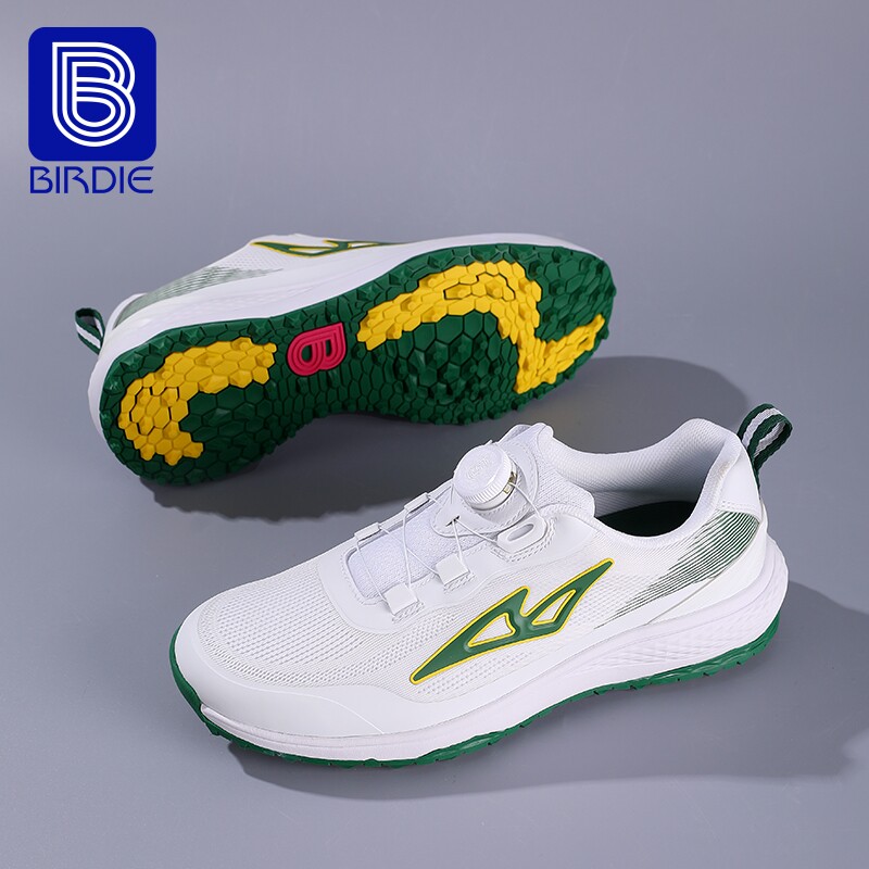 正品Birdie高尔夫球鞋男士透气旋钮扣网布透气缓震底男鞋防滑鞋子