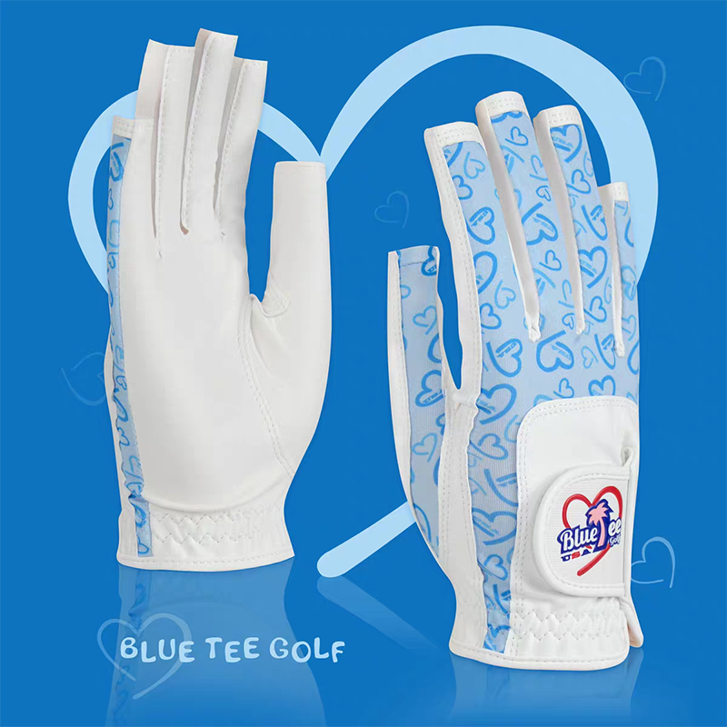 日本BLUETEEGOLF高尔夫手套女防滑运动透气美甲双手露指手套