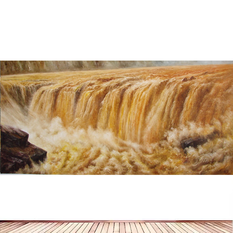 国画山水黄河壶口瀑布海报制作客厅沙发背景墙贴画墙画装饰12