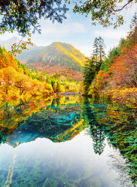 河流山水湖泊自然山水风景海报流水生财招财画湖光山色中堂画132C