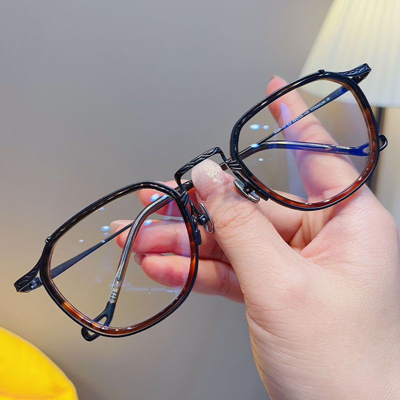 简丹百搭时尚雕花板材眼镜框架复古文艺素颜大框近视防蓝光平光镜