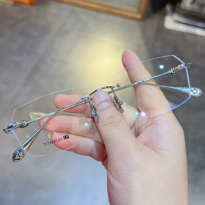 简丹萝心潮百搭无框眼镜男女复古超轻钛架可配近视高级感眼镜架