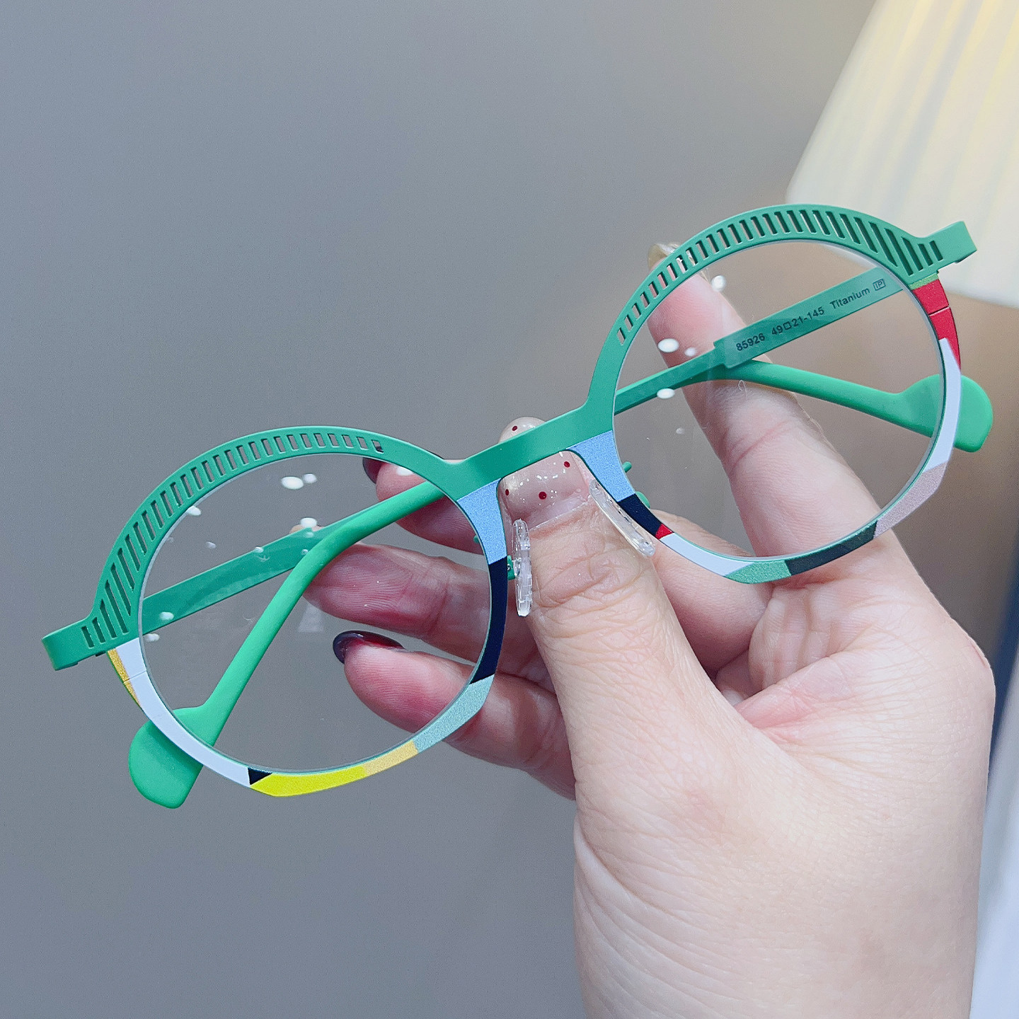 小众彩色复古圆形钛架防蓝光镜男女时尚素颜百搭超轻小脸眼镜框架