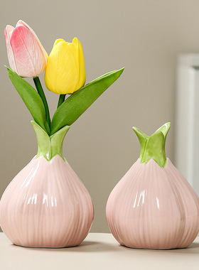 创意大蒜水培花瓶摆件客厅桌面装饰办公室水养绿萝铜钱草陶瓷花器