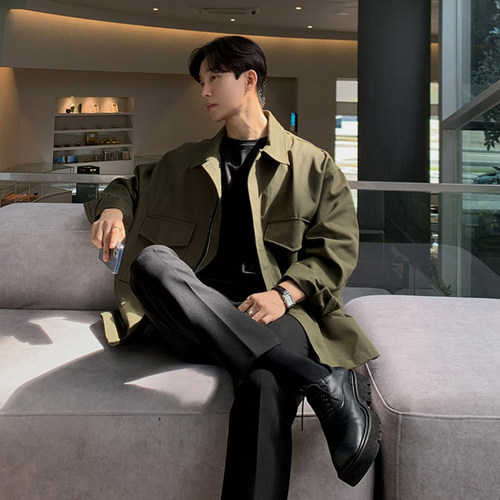 军绿色夹克外套男春秋季男款秋装