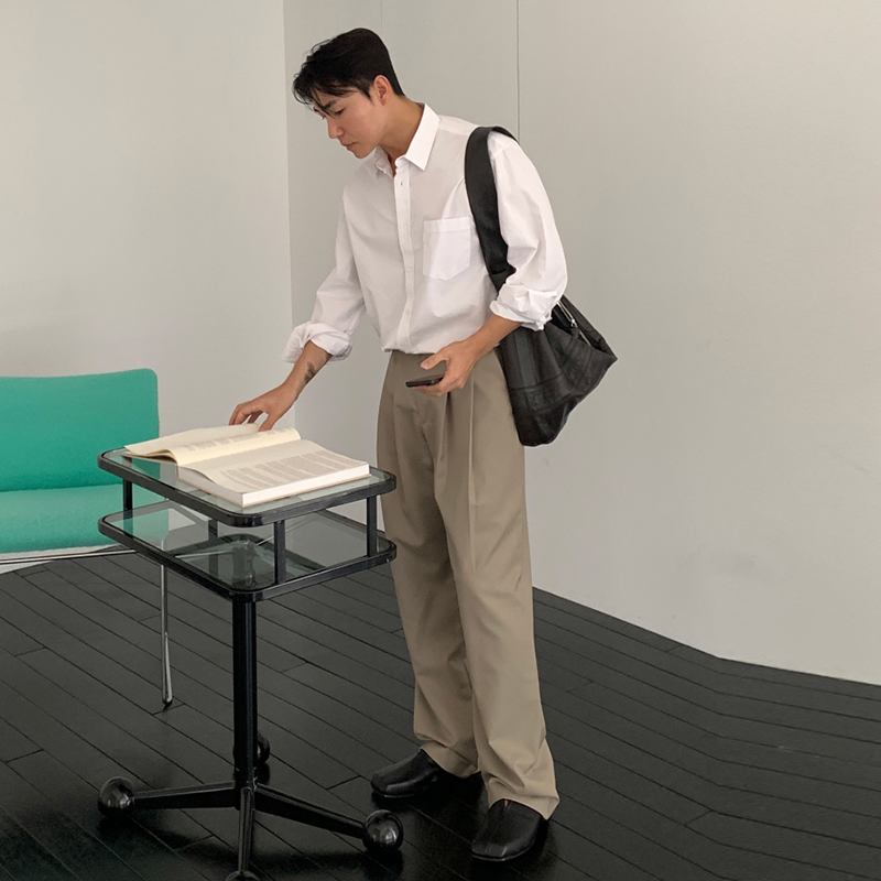长袖衬衫男春季2025新款韩式休闲衬衣外套春秋高级垂坠感潮男内搭
