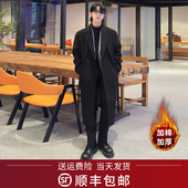 大衣男中长款 加厚落肩呢子外套 毛呢大衣冬季 韩版 过膝宽松风衣男士