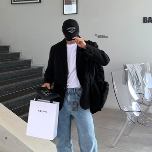 宽松垂感西装 男士 大码 休闲韩版 男高级感单件上衣外套 西服2024新款