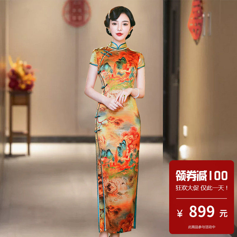 重磅真丝旗袍桑蚕丝高端小个子改版改装连衣裙古法微胖高端名牌女