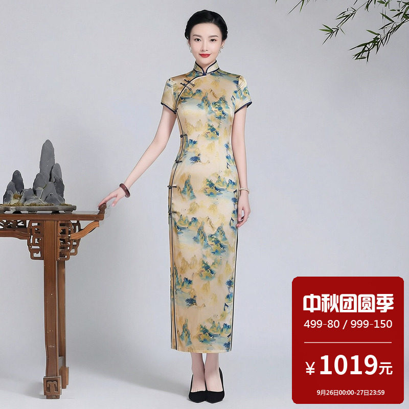 高端真丝桑蚕丝旗袍长款高端奢华大牌轻奢高级感高档优雅年轻款春