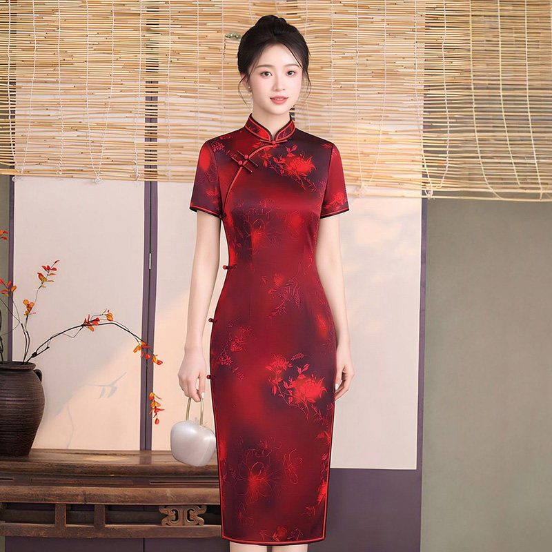 重磅真丝桑蚕丝旗袍短款现代女改良时尚年轻款别致绝美轻奢高级感