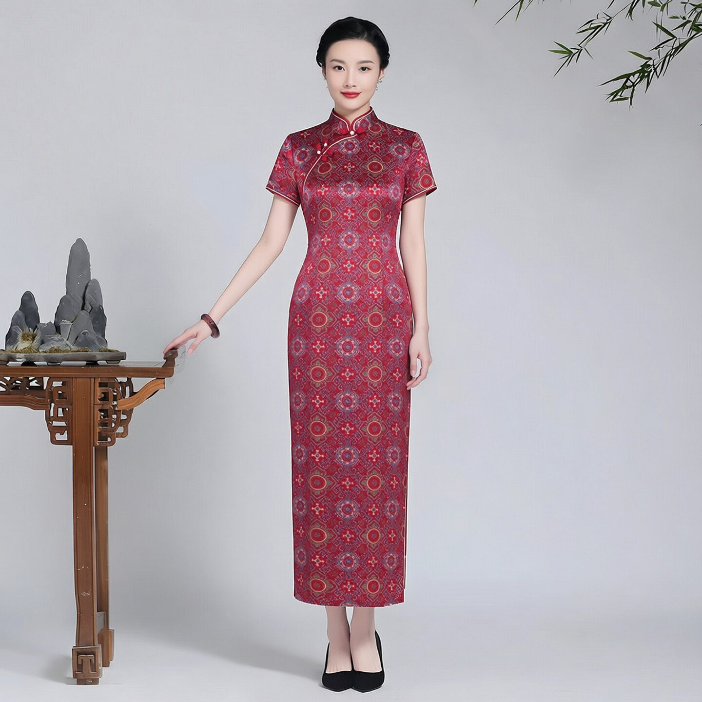 重磅真丝桑蚕丝旗袍长款民国时期大小姐演出服老上海高级感新中式