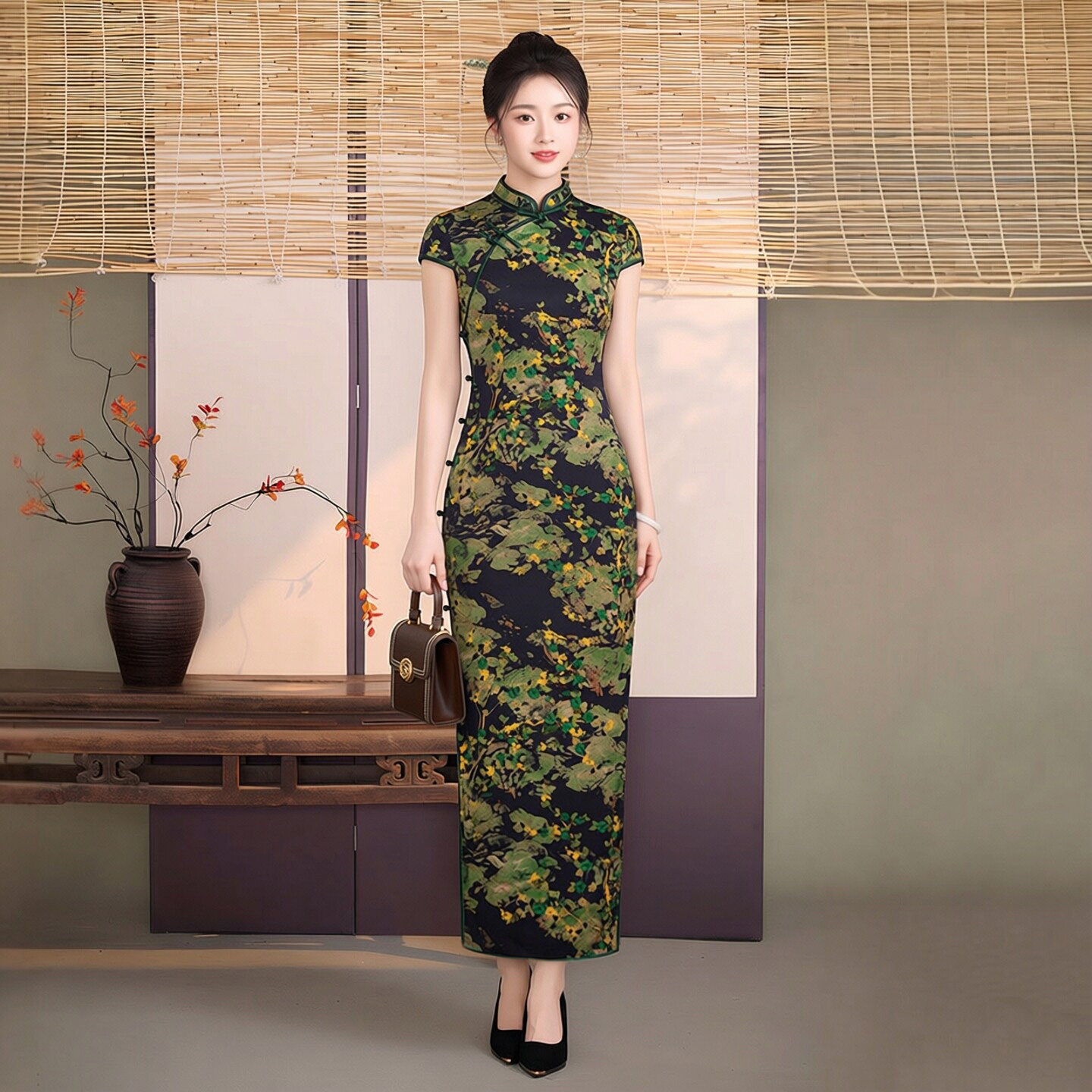 高端旗袍长款到脚踝中国风传统复古夏妈妈老上海正宗老式女高级感