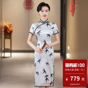 重磅真丝桑蚕丝旗袍短款新中式女素雅日常可穿高端通勤轻奢高级感