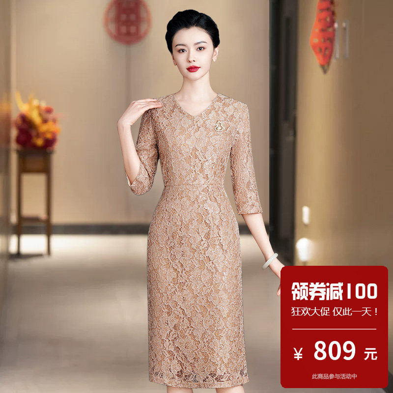 婚礼服参加女儿结婚旗袍连衣裙女小个子适合妈妈穿的改良式中国风