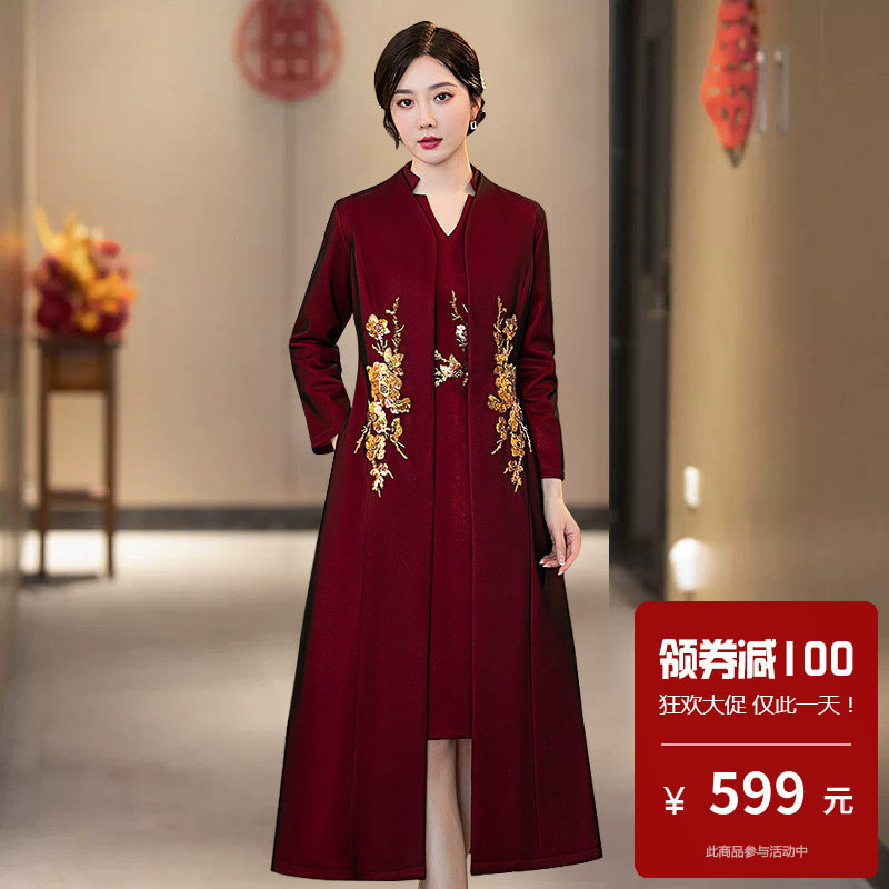 搭配旗袍的外套年轻款外搭高端中长款时尚洋气高档2026新款妈妈装