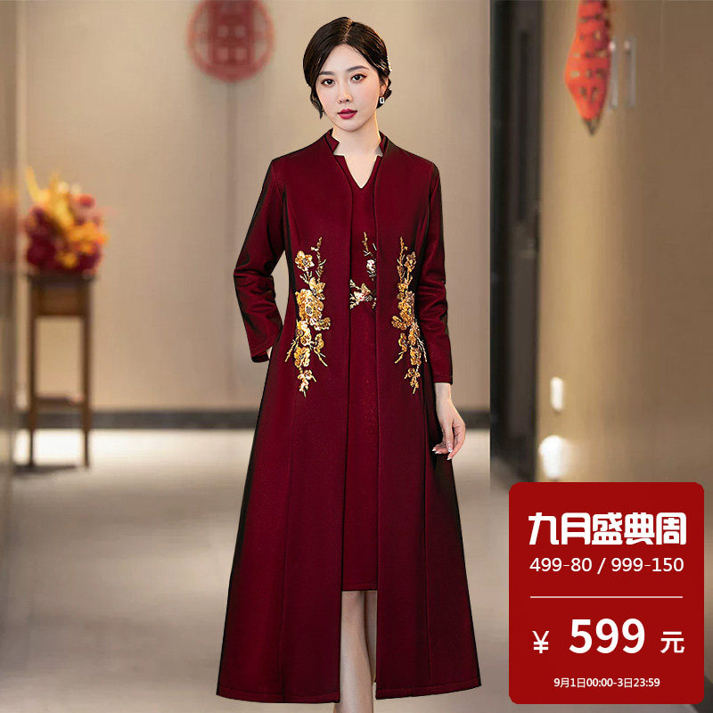 搭配旗袍的外套年轻款外搭高端中长款时尚洋气高档2026新款妈妈装
