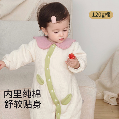 婴儿衣服秋冬装连体衣爬服小月龄