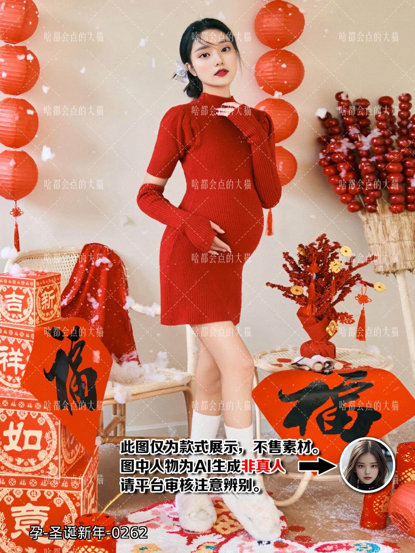 孕妇照 龙妈新年春节 女生数字AI写真照片 不售素材