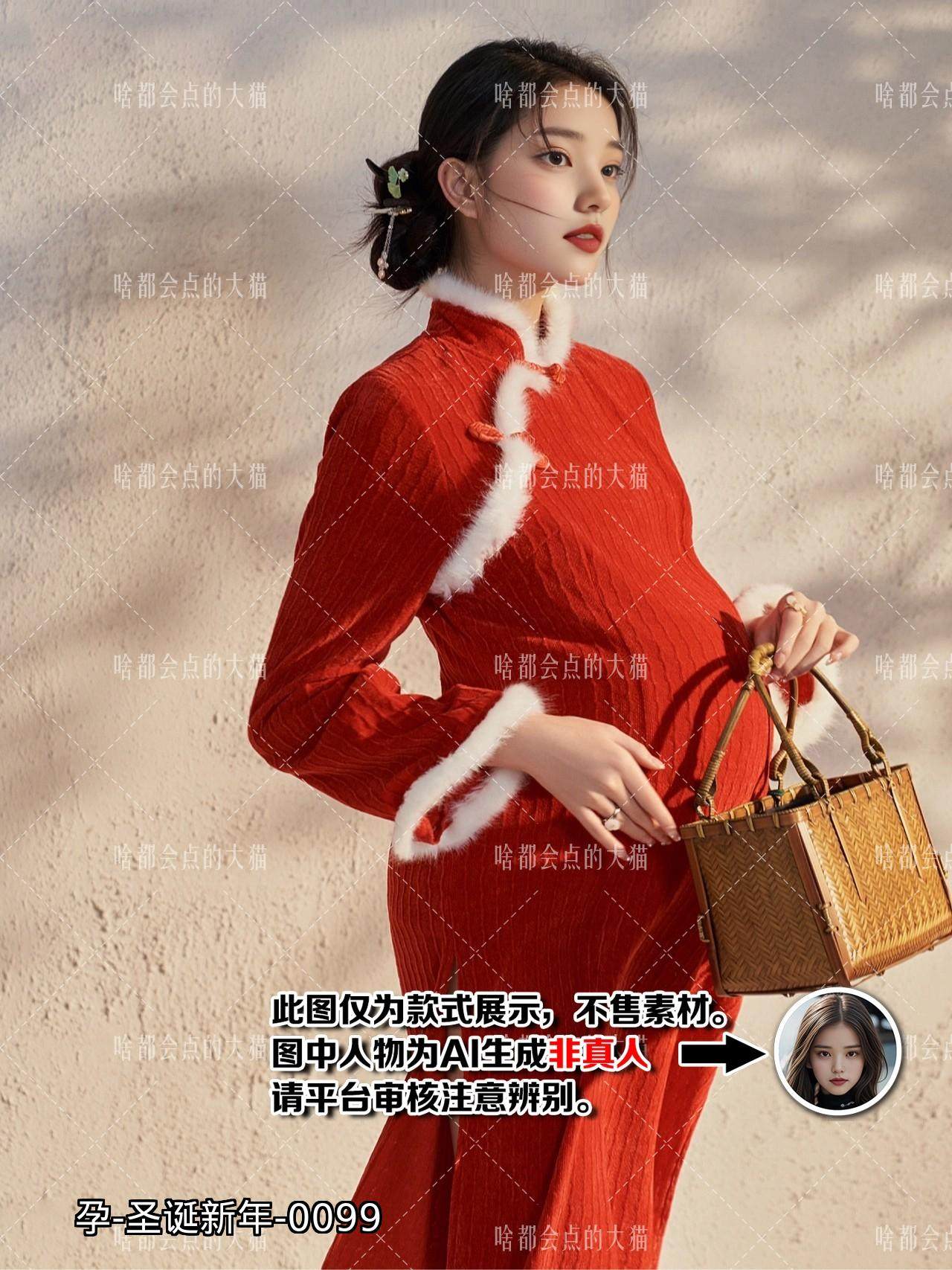 孕妇照 龙妈新年春节 女生数字AI写真照片 不售素材