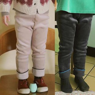 amber韩国正品童装 纯色加绒保暖百搭休闲外穿长裤子打底裤