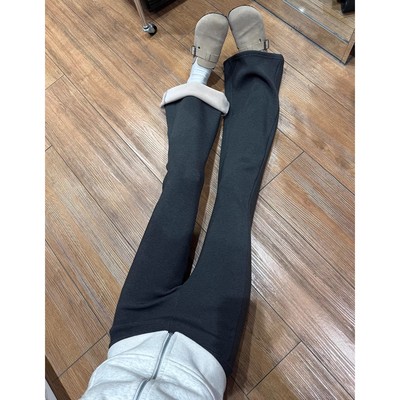炭灰色加绒喇叭裤女秋冬季新款小个子微喇马蹄裤运动lulu瑜伽卫裤