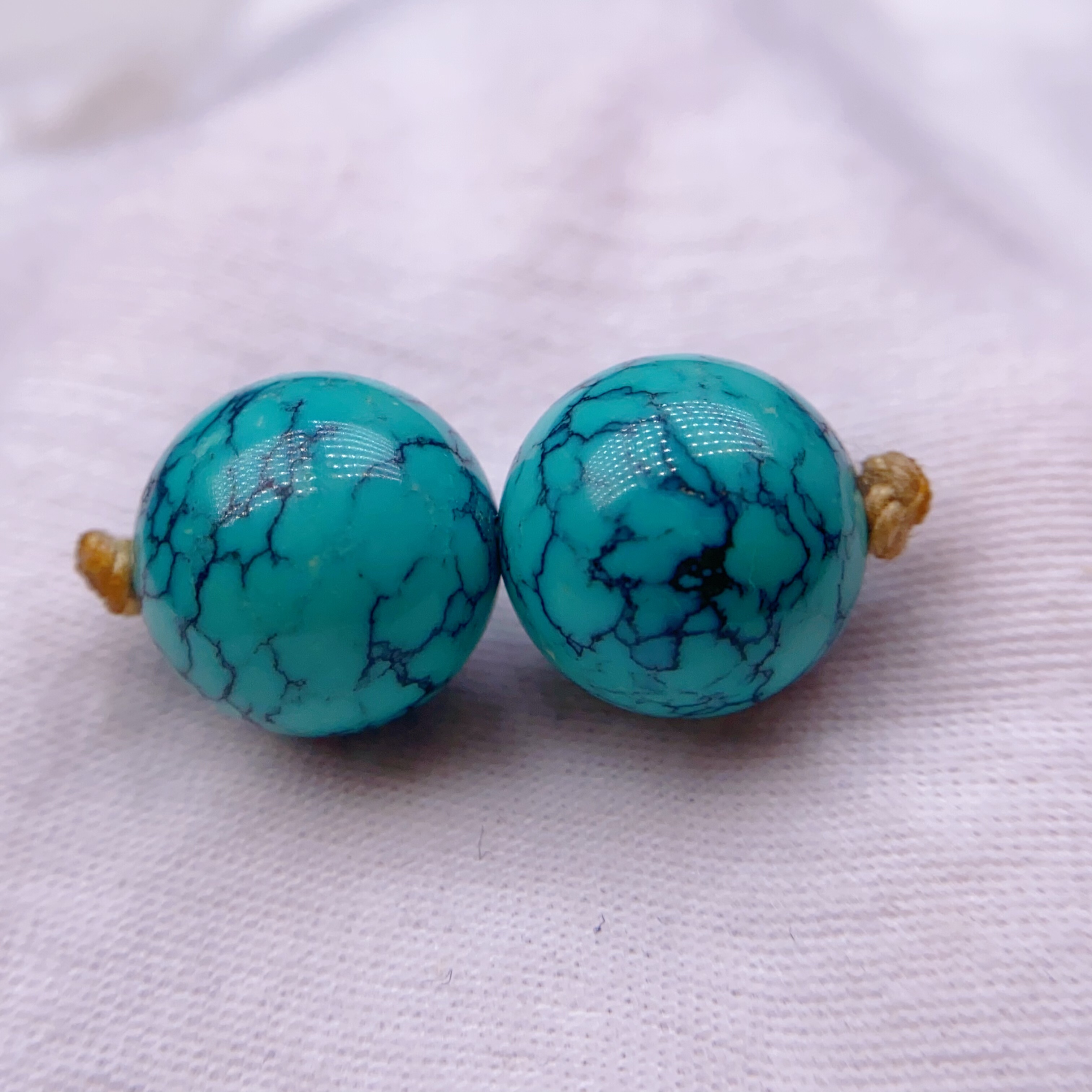 湖北十堰天然原矿绿松石网花大圆珠配珠手串