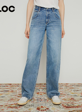 加州新牌HeyJoanie直筒牛仔裤女高腰弧形弯刀裤宽松香蕉裤子HJ128