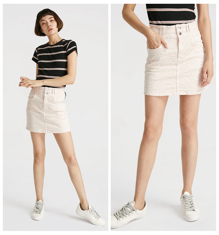 Summer Thin section Pink girl Leopard Current/Elliott 19 Spring and summer Paige cowboy Half skirt Short skirtin the Women's clothing/Boutique , Skirts  category - from Buy2taobao.com to provide professional Taobao agent buy service