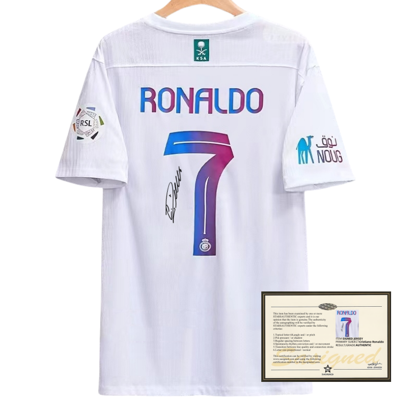 23-24 Riyadh away Ronaldo printed signature soccer jersey-封面